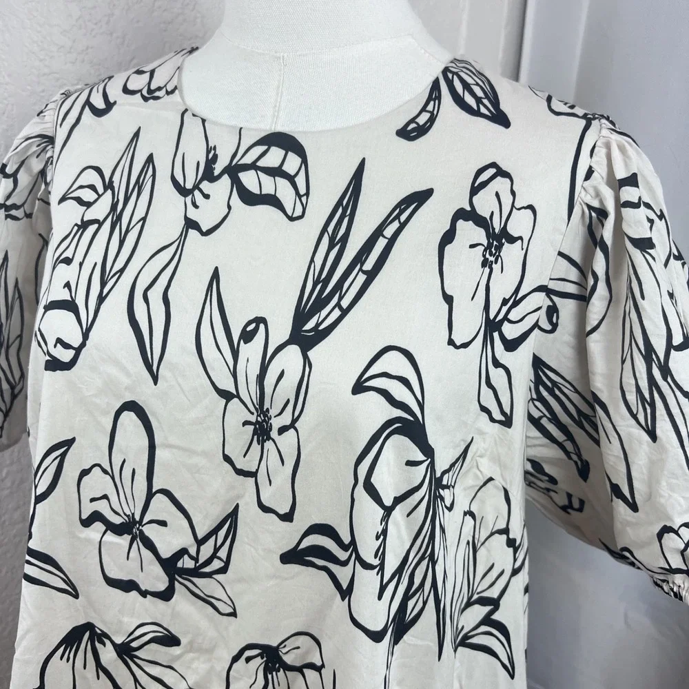 Entro Mini Dress Womens Medium Floral Puff Sleeve Western Boho Cottagecore